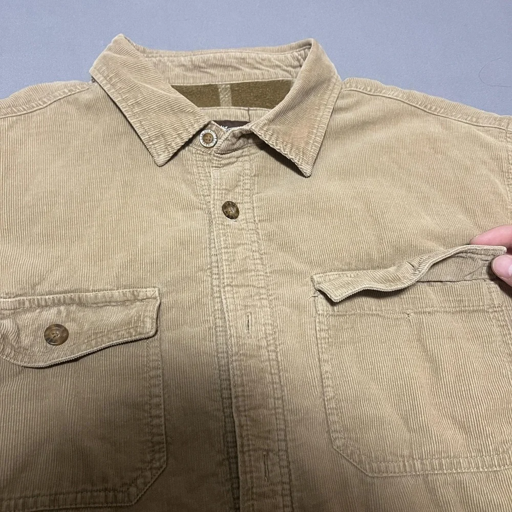 Levi's‎ Bomber Jacket Mens Large Beige Corduroy Plaid Lined Button Front